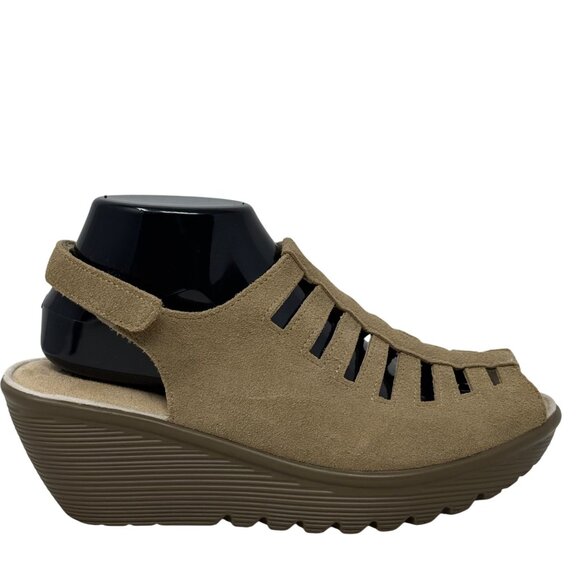 Skechers Parallel Dark Natural Tan Trapezoid Wedge Heel Suede Leather Sz 9 M - Picture 6 of 10